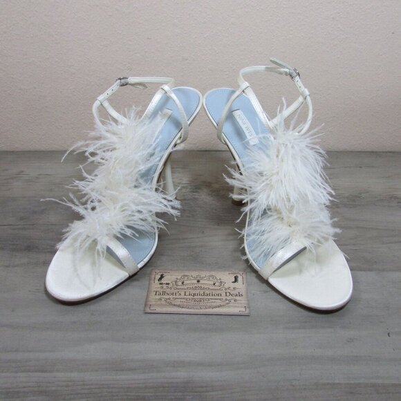 Nine West Women's 10 Millions Bridal Ankle Strap Heeled Dress Sandals Ivory Sati - Picture 3 of 5